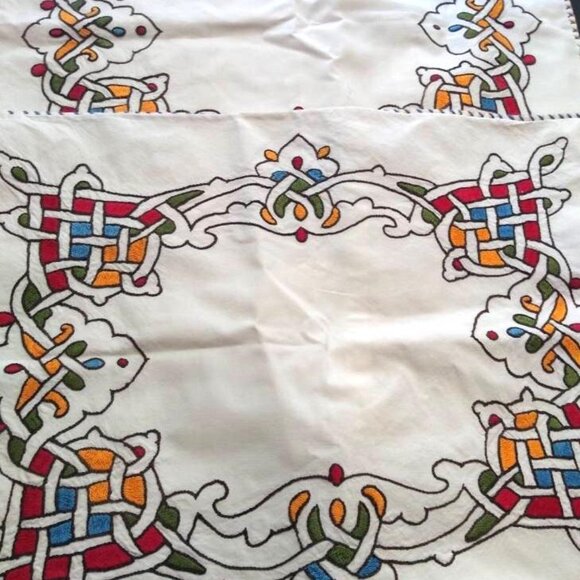 Pair (2) of Needlepoint Embroidery Celtic Knots Hand-made Pillow Case Living - Picture 7 of 8